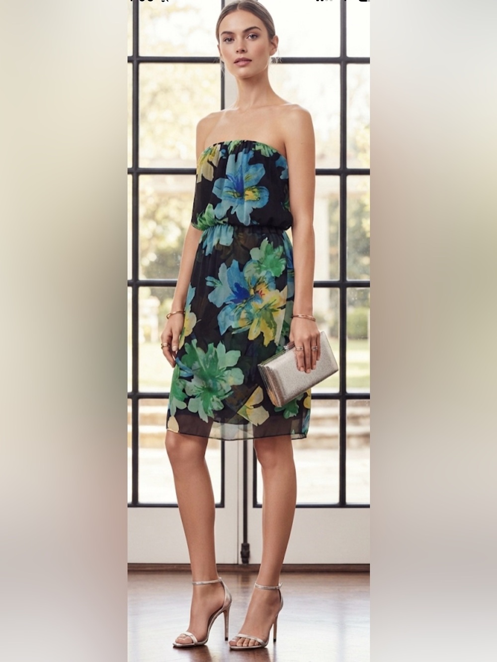 ELLA MOSS Floral SILK WRAP DRESS,